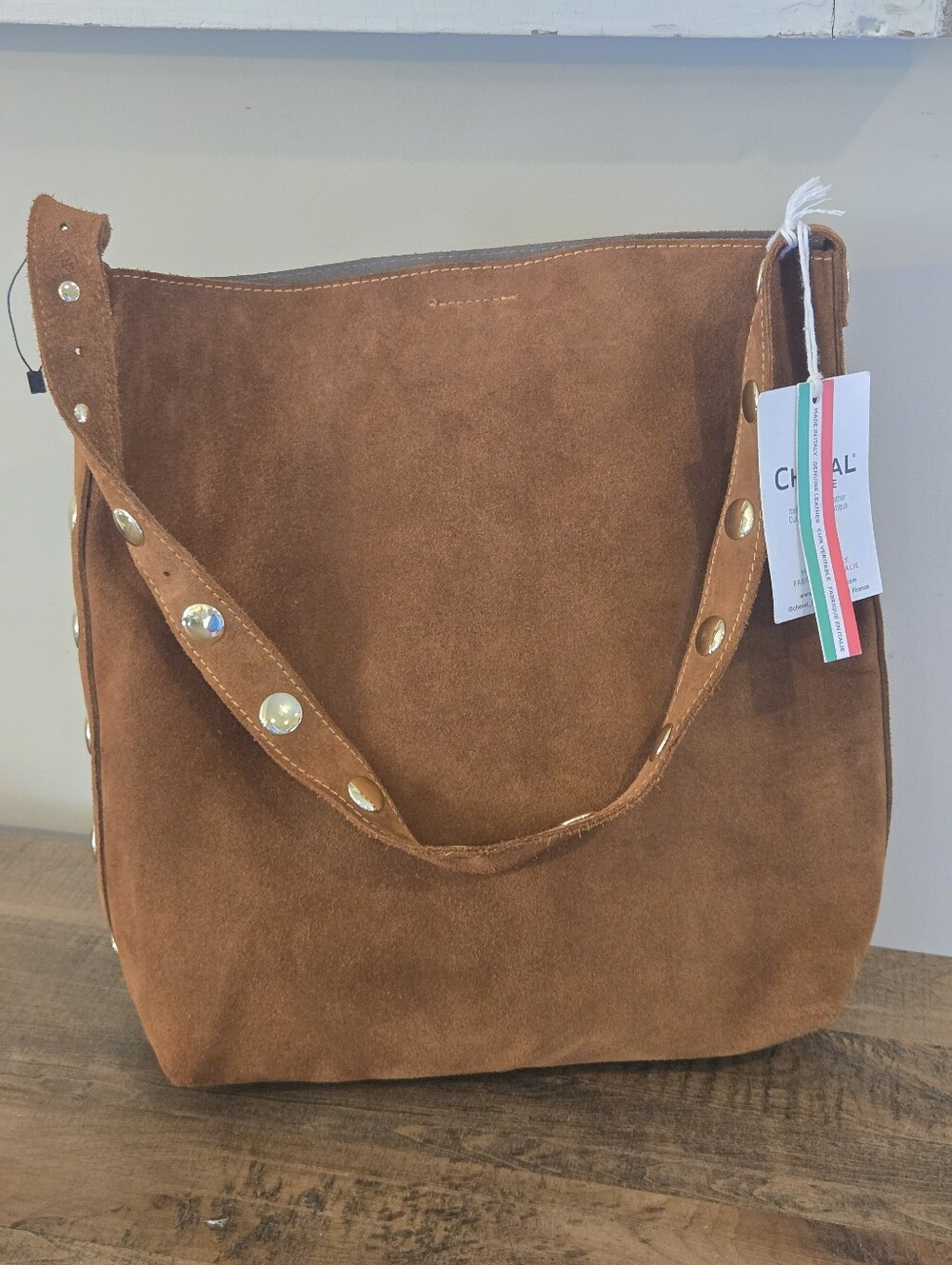 Tan Suede Leather Tote By Cheval Firenze * Read Description * Genuine Leather